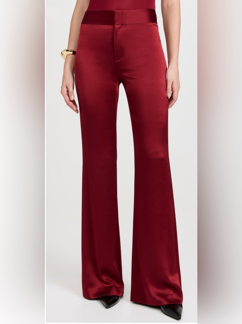 Alice + Olivia High Waisted Wide Leg Silk Pants Size 6 - Picture 13 of 16